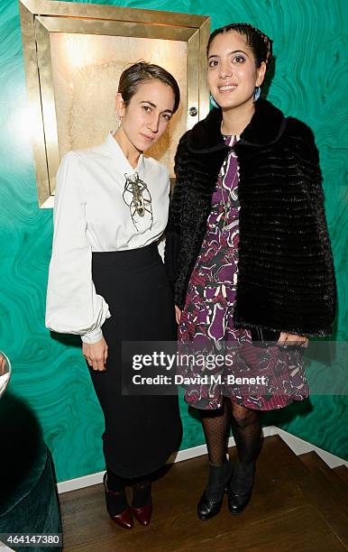 Delfina Delettrez and Noor Fares attend the Delfina Delettrez London Boutique Opening during London Fashion Week Fall/Winter 2015/16 on February 22,...