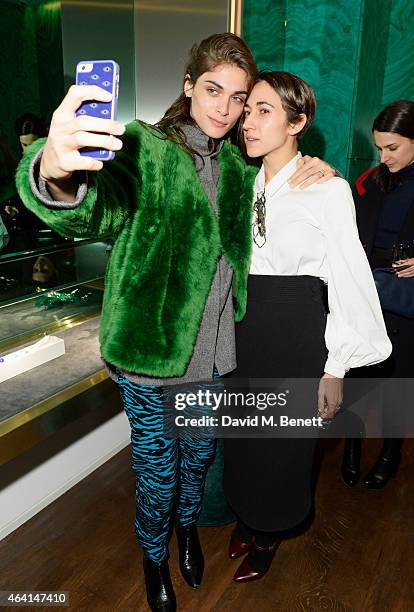 Elisa Sednaoui and Delfina Delettrez attend the Delfina Delettrez London Boutique Opening during London Fashion Week Fall/Winter 2015/16 on February...