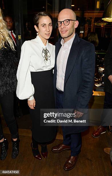 Delfina Delettrez and Rafael de Cardenas attend the Delfina Delettrez London Boutique Opening during London Fashion Week Fall/Winter 2015/16 on...