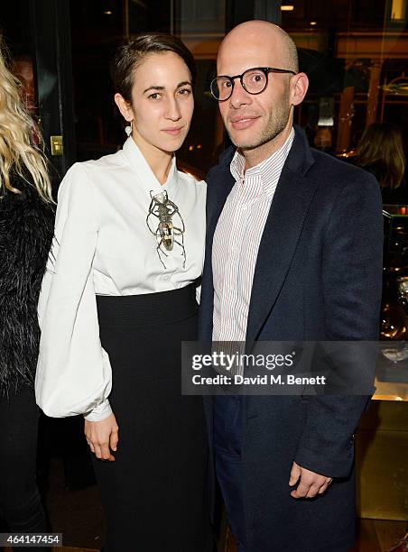 Delfina Delettrez and Rafael de Cardenas attend the Delfina Delettrez London Boutique Opening during London Fashion Week Fall/Winter 2015/16 on...