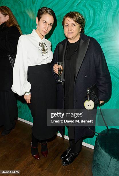 Delfina Delettrez and Silvia Venturini Fendi attend the Delfina Delettrez London Boutique Opening during London Fashion Week Fall/Winter 2015/16 on...