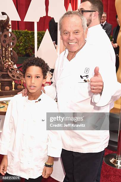 Chef Wolfgang Puck and son, Oliver Puck attend the 87th Annual Academy Awards at Hollywood & Highland Center on February 22, 2015 in Hollywood,...