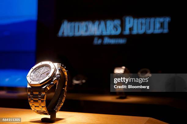 Royal Oak Offshore luxury wristwatch, manufactured by Audemars Piguet, sits on display at the Salon International de la Haute Horlogerie watch fair...