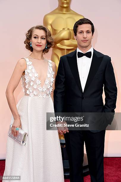 Actor Andy Samberg and Joanna Newsom attend the 87th Annual Academy Awards at Hollywood & Highland Center on February 22, 2015 in Hollywood,...