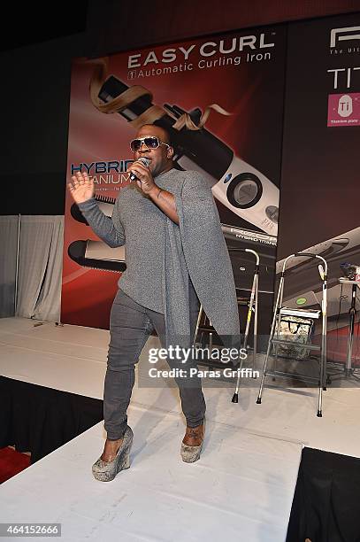 Television personality Derek J onstage at Bronner Bros. 2015 Mid-Winter International Beauty Show at Georgia World Congress Center on February 22,...