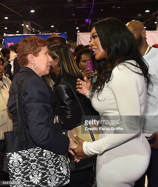 Television personality Kenya Moore attends Bronner Bros. 2015 Mid-Winter International Beauty Show at Georgia World Congress Center on February 22,...