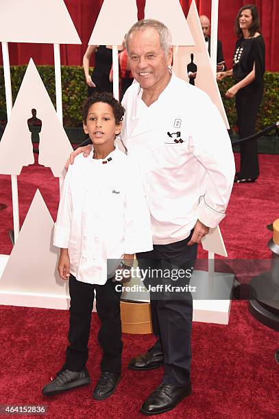 Chef Wolfgang Puck and son, Oliver Puck attend the 87th Annual Academy Awards at Hollywood & Highland Center on February 22, 2015 in Hollywood,...