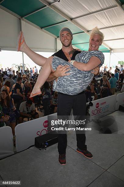 Chef Anne Burrell and guest on stage the Whole Foods Market Grand Tasting Village featuring MasterCard Grand Tasting Tents & KitchenAid Culinary...