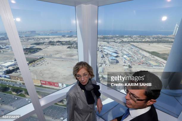 French Minister for Foreign Trade Nicole Bricq visits the Dubai tramway project under construction as the first tram was delivered by French company,...