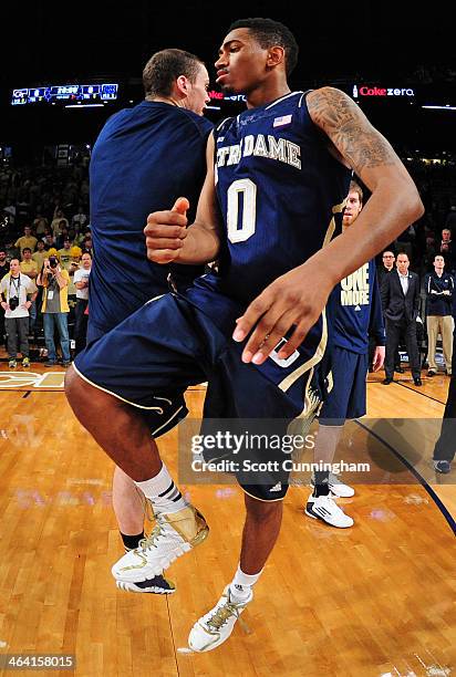 Eric Atkins of the Notre Dame Fighting Irish is introduced before the game against the Georgia Tech Yellow Jackets at McCamish Pavilion on January...