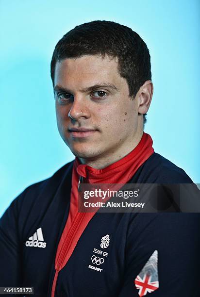 Editors note: A high pass filter has been applied to this image) Craig Pickering of Team GB Bobsleigh poses for a portrait during the kitting out day...