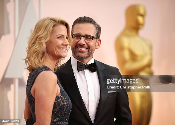 Actors Steve Carell and Nancy Carell attend the 87th Annual Academy Awards at Hollywood & Highland Center on February 22, 2015 in Hollywood,...