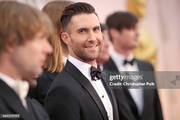 Recording artist Adam Levine attends the 87th Annual Academy Awards at Hollywood & Highland Center on February 22, 2015 in Hollywood, California.