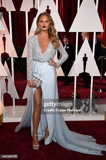 Model Chrissy Teigen attends the 87th Annual Academy Awards at Hollywood & Highland Center on February 22, 2015 in Hollywood, California.