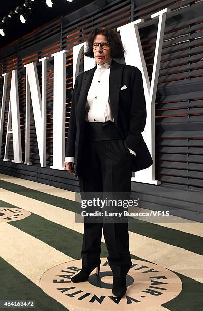 Author Fran Lebowitz attends the 2015 Vanity Fair Oscar Party hosted by Graydon Carter at the Wallis Annenberg Center for the Performing Arts on...