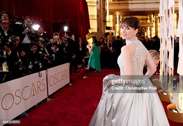 Actress Felicity Jones attends the 87th Annual Academy Awards at Hollywood & Highland Center on February 22, 2015 in Hollywood, California.