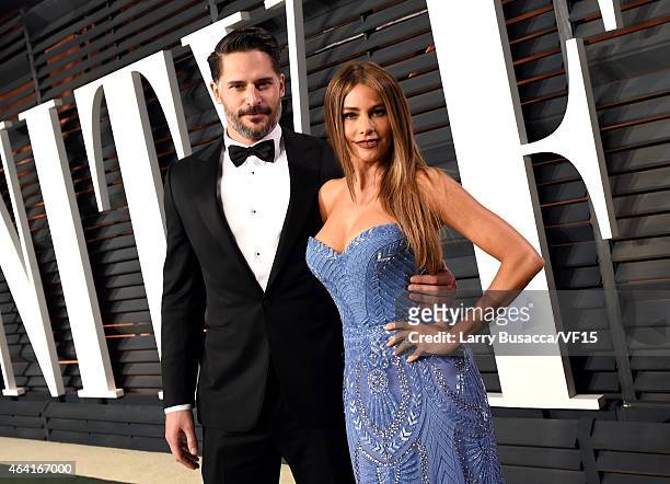 Actors Joe Manganiello and Sofia Vergara attend the 2015 Vanity Fair Oscar Party hosted by Graydon Carter at the Wallis Annenberg Center for the...