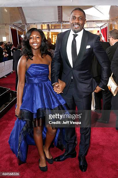 Actor Idris Elba and Isan Elba attend the 87th Annual Academy Awards at Hollywood & Highland Center on February 22, 2015 in Hollywood, California.
