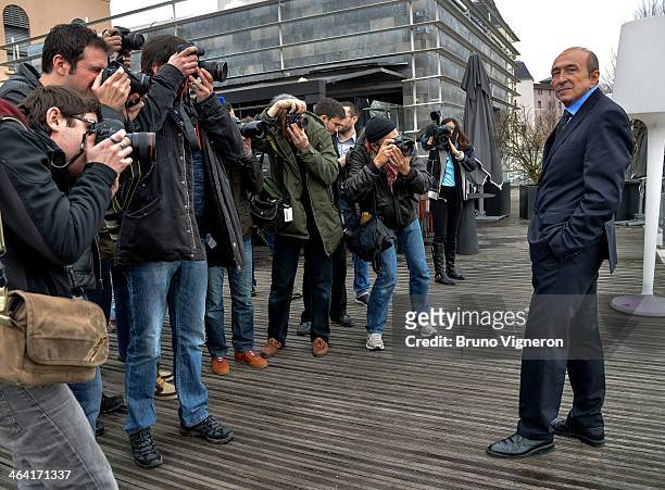 Lyon's mayor and socialist party's candidate for the March 2014 mayoral elections in Lyon, Gerard Collomb poses during a mayoral elections press...