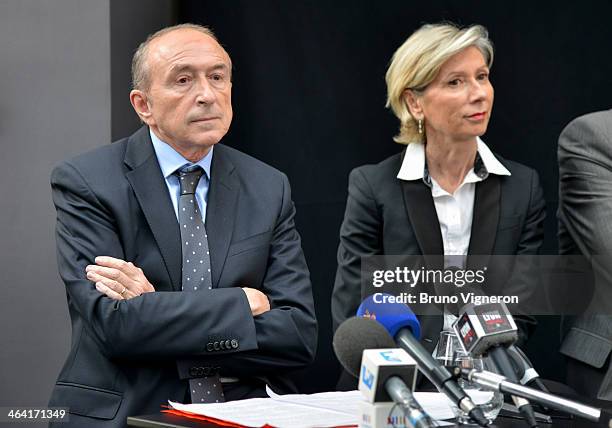 Lyon's mayor and socialist party's candidate for the March 2014 mayoral elections in Lyon, Gerard Collomb speaks to the media during a mayoral...