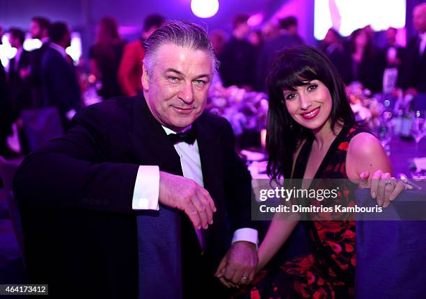 Actor Alec Baldwin and Hilaria Baldwin attend the 23rd Annual Elton John AIDS Foundation Academy Awards Viewing Party on February 22, 2015 in Los...