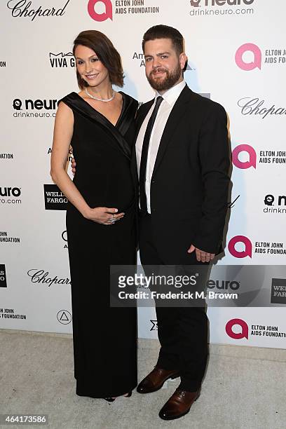 Actress Lisa Osbourne and Jack Osbourne attend the 23rd Annual Elton John AIDS Foundation's Oscar Viewing Party on February 22, 2015 in West...