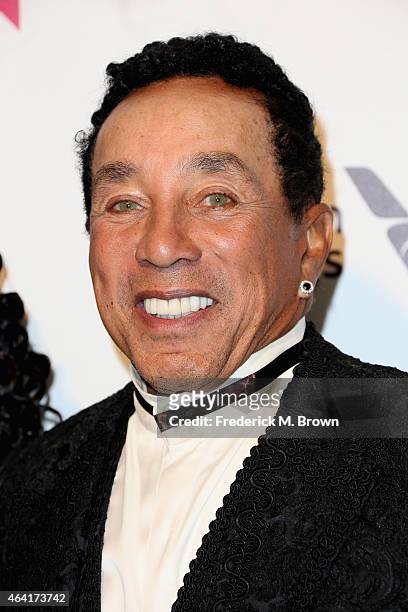 Singer Smokey Robinson attends the 23rd Annual Elton John AIDS Foundation's Oscar Viewing Party on February 22, 2015 in West Hollywood, California.