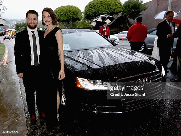 Jack Osbourne and Lisa Stelly attend the 23rd Annual Elton John AIDS Foundation Academy Viewing Party in an Audi A8 L TDI on February 22, 2015 in Los...