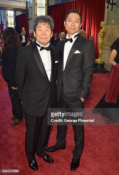 Director Isao Takahata and producer Yoshiaki Nishimura attend the 87th Annual Academy Awards at Hollywood & Highland Center on February 22, 2015 in...
