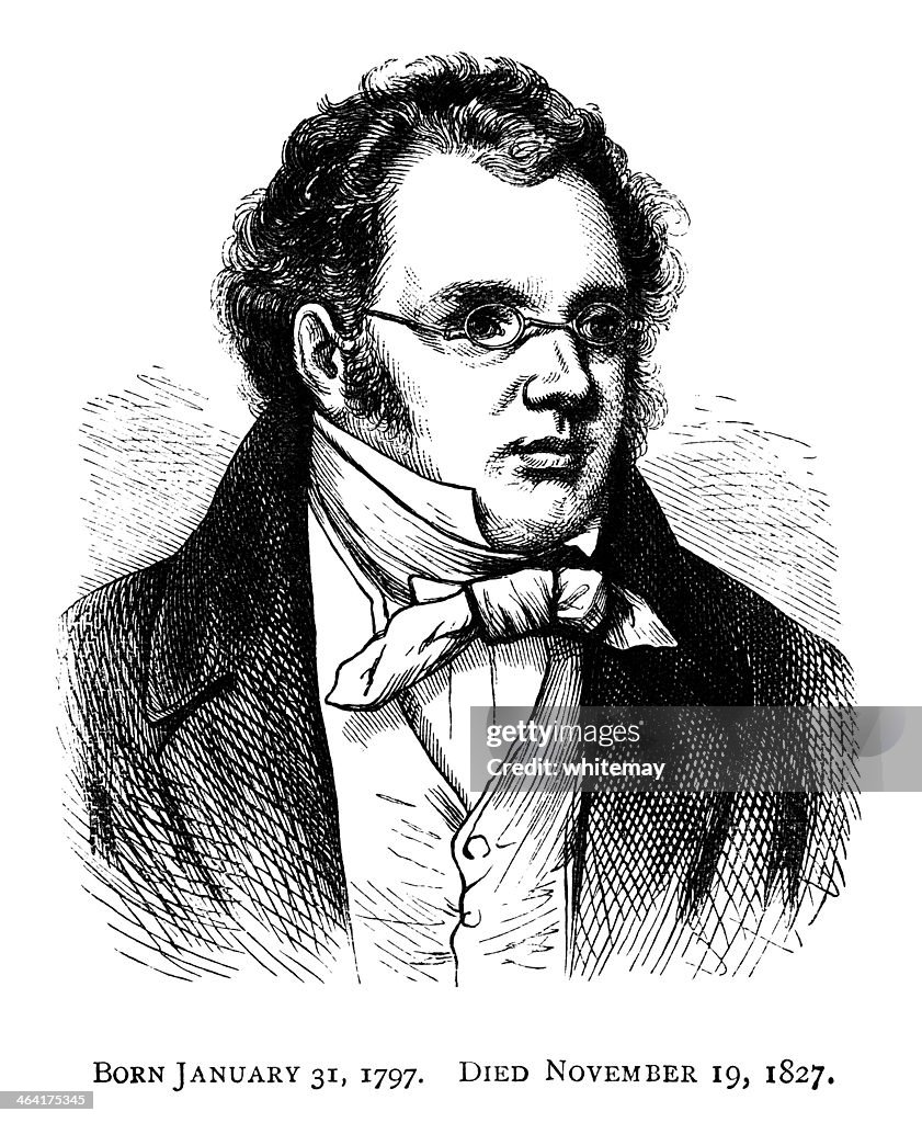 Drawing of Franz Schubert circa1884.