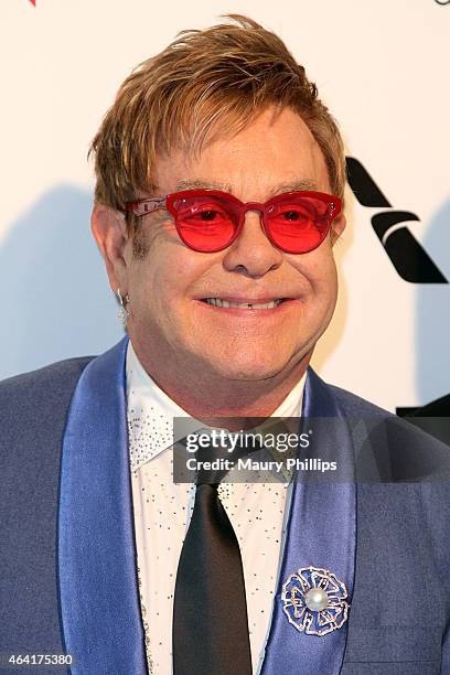 Elton John arrives at the 23rd Annual Elton John AIDS Foundation Academy Awards Viewing Party at The City of West Hollywood Park on February 22, 2015...