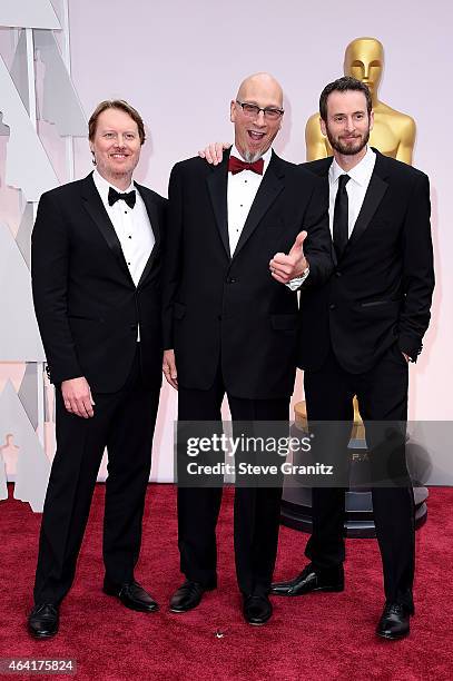 Co-director Don Hall, producer Roy Conli and co-director Chris Williams attend the 87th Annual Academy Awards at Hollywood & Highland Center on...