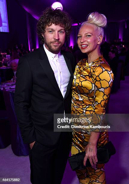 Filmmaker Erik Anders Lang and singer/songwriter Sia attend the 23rd Annual Elton John AIDS Foundation Academy Awards Viewing Party on February 22,...