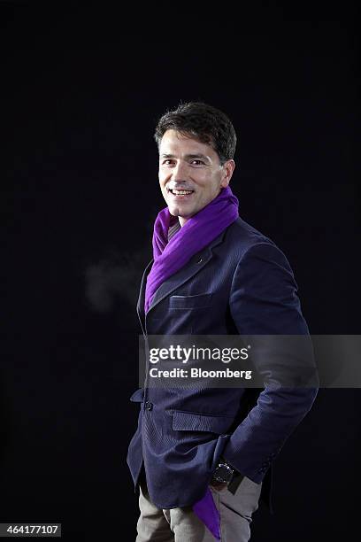 Davide Serra, chief executive officer and founder of Algebris Investments LLP, poses for a photograph following a Bloomberg Television interview in...