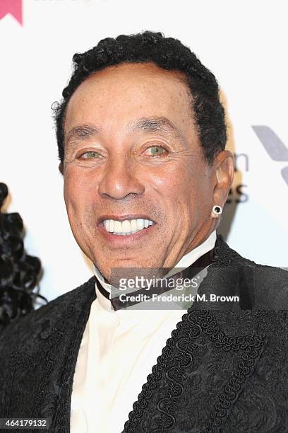 Singer Smokey Robinson attends the 23rd Annual Elton John AIDS Foundation's Oscar Viewing Party on February 22, 2015 in West Hollywood, California.