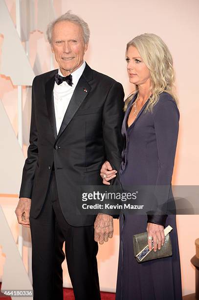Actor/filmmaker Clint Eastwood and Christina Sandera attend the 87th Annual Academy Awards at Hollywood & Highland Center on February 22, 2015 in...