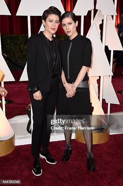 Musicians Tegan Quin and Sara Quin of Tegan and Sara attend the 87th Annual Academy Awards at Hollywood & Highland Center on February 22, 2015 in...