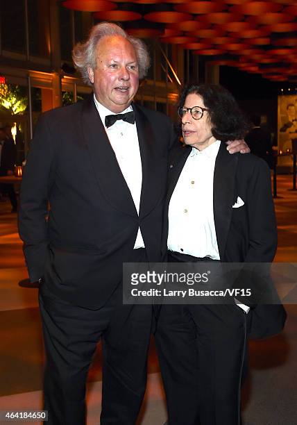 Vanity Fair Editor-in-Chief Graydon Carter and writer Fran Lebowitz attend the 2015 Vanity Fair Oscar Party Viewing Dinner hosted by Graydon Carter...