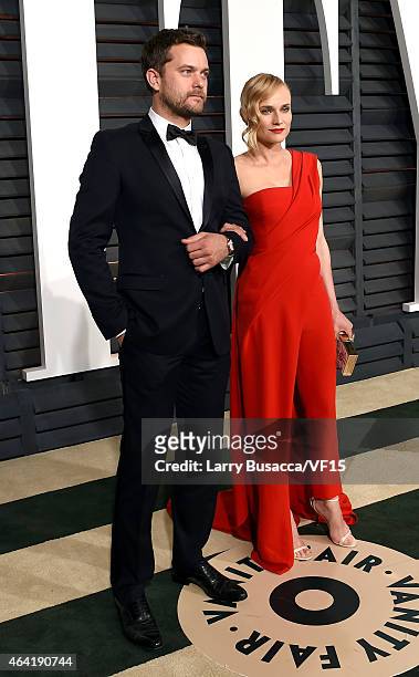 Actors Joshua Jackson and Diane Kruger attend the 2015 Vanity Fair Oscar Party hosted by Graydon Carter at the Wallis Annenberg Center for the...