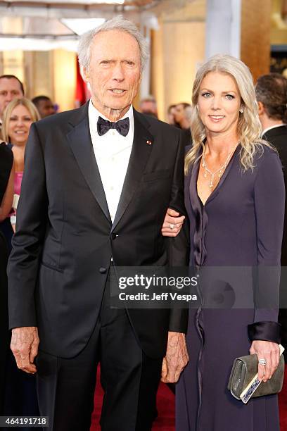 Actor/filmmaker Clint Eastwood and Christina Sandera attend the 87th Annual Academy Awards at Hollywood & Highland Center on February 22, 2015 in...