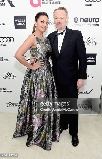 Actors Allegra Riggio and Jared Harris attend the 23rd Annual Elton John AIDS Foundation Academy Awards Viewing Party on February 22, 2015 in Los...
