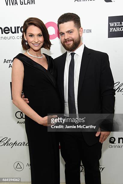 Personality Jack Osbourne and Lisa Stelly attend the 23rd Annual Elton John AIDS Foundation Academy Awards Viewing Party on February 22, 2015 in Los...