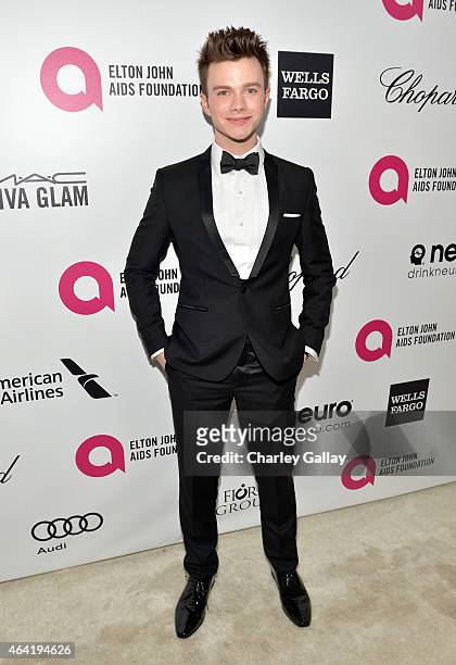 Actor Chris Colfer attends Neuro at the 23rd Annual Elton John AIDS Foundation Academy Awards Viewing Party on February 22, 2015 in Los Angeles,...