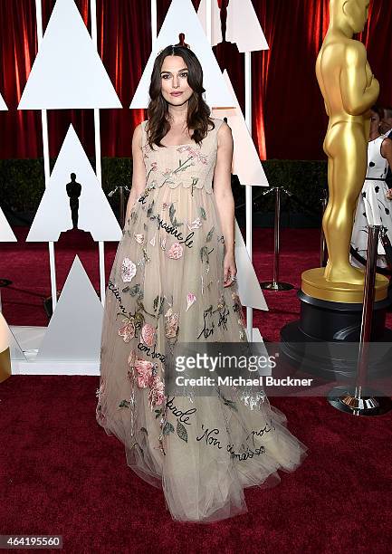 Actress Keira Knightly arrives at the 87th Annual Academy Awards at the Hollywood & Highland Center on February 22, 2015 in Hollywood, California.