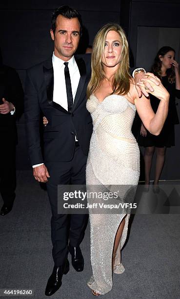 Justin Theroux and Jennifer Aniston attend the 2015 Vanity Fair Oscar Party hosted by Graydon Carter at the Wallis Annenberg Center for the...