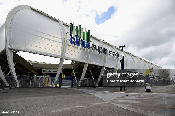 General view of CBus Super Stadium on February 23, 2015 on the Gold Coast, Australia. Several Gold Coast Titans NRL players have been served notices...