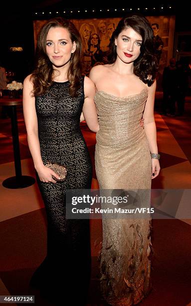 Jordan Hewson and Eve Hewson attend the 2015 Vanity Fair Oscar Party hosted by Graydon Carter at the Wallis Annenberg Center for the Performing Arts...