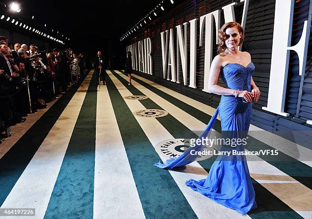 Actress Amy Adams attends the 2015 Vanity Fair Oscar Party hosted by Graydon Carter at the Wallis Annenberg Center for the Performing Arts on...