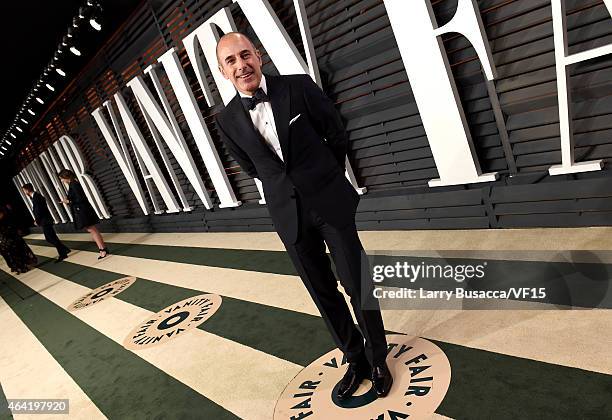 Personality Matt Lauer attends the 2015 Vanity Fair Oscar Party hosted by Graydon Carter at the Wallis Annenberg Center for the Performing Arts on...