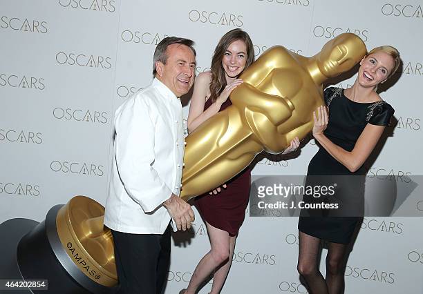 Chef Daniel Boulud, Amanda Mullahhey and Julia Joseph attend the Academy Of Motion Picture Arts And Sciences 87th Oscars Viewing Party And Dinner at...